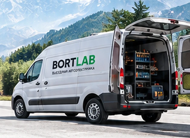 Концепт выездной мастерской BORTLAB на фоне гор Алматы